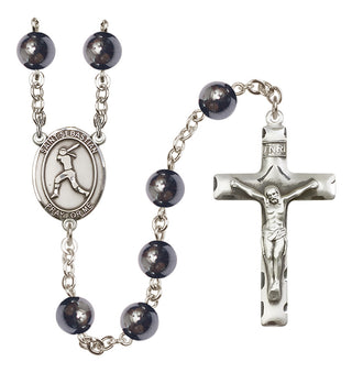 Silver-Plated 8mm Saint Sebastian / Softball Rosary