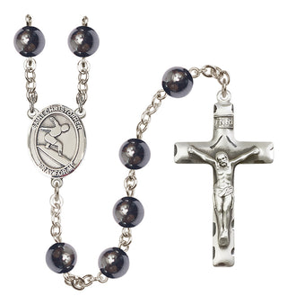 Silver-Plated 8mm Saint Christopher/Surfing Rosary