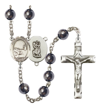 Saint Christopher and Fishing Rosary with Hematite Beads