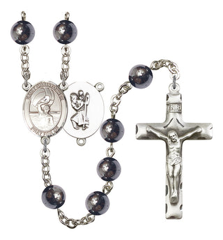 Saint Christopher and Water Polo-Men Rosary with Hematite Beads
