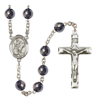 Silver-Plated 8mm Saint Martin of Tours  Engraved Catholic Rosaries