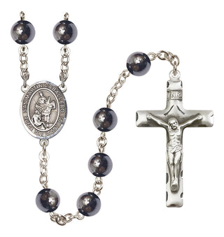 Silver Plated 8mm Hematite San Martin Caballero Rosary