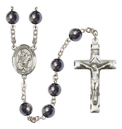 Silver Plated 8mm Hematite St. Martin of Tours Rosary
