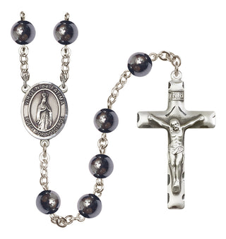 Silver Plated 8mm Hematite Virgen de Fatima Rosary