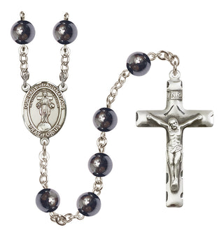 Silver-Plated 8mm Our Lady of All Nations  Engraved Catholic Rosaries