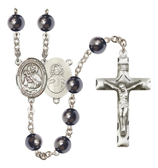 Silver-Plated 8mm Our Lady of Mount Carmel Rosary