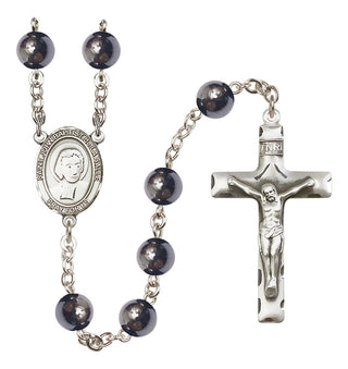 Silver Plated 8mm Hematite Saint John Baptist de la Salle Rosary