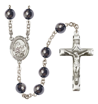 Silver Plated 8mm Hematite Saint Bernard of Montjoux Rosary