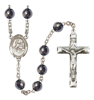 Silver-Plated 8mm Saint Lidwina of Schiedam  Engraved Catholic Rosaries
