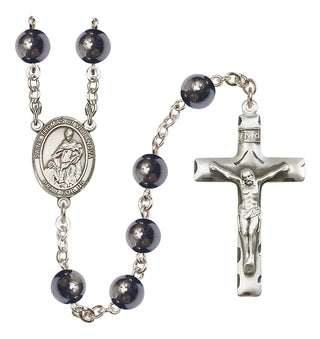 Silver-Plated 8mm Saint Thomas of Villanova  Engraved Catholic Rosaries