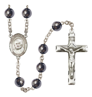 Silver-Plated 8mm Saint Arnold Janssen  Engraved Catholic Rosaries