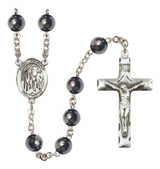 Silver-Plated 8mm Saint Polycarp of Smyrna  Engraved Catholic Rosaries