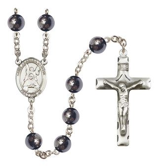 Silver-Plated 8mm Saint Frances of Rome  Engraved Catholic Rosaries