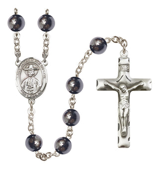 Silver Plated 8mm Hematite Saint Andrew Kim Taegon Rosary