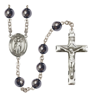 Silver-Plated 8mm Saint Ivo of Kelmartin  Engraved Catholic Rosaries