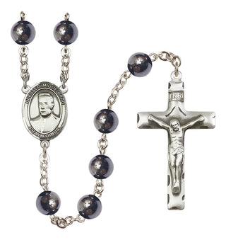 Silver-Plated 8mm Blessed Miguel Pro  Engraved Catholic Rosaries