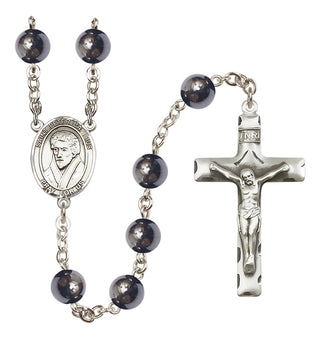Silver Plated 8mm Hematite Saint Peter Canisius Rosary