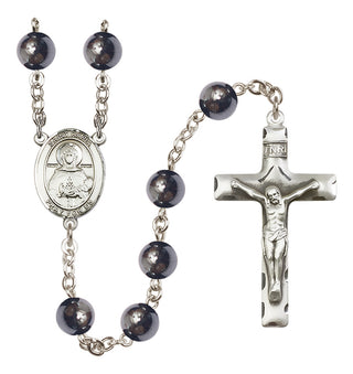 Silver-Plated 8mm Saint Daria  Engraved Catholic Rosaries