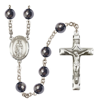 Silver Plated 8mm Hematite Saint Nathanael Rosary