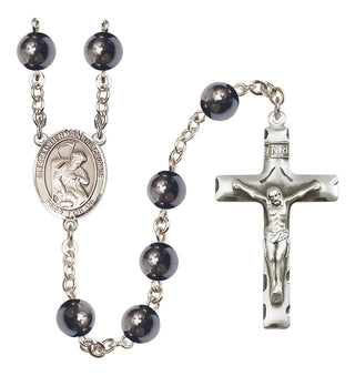 Silver Plated 8mm Hematite Blessed Herman the Cripple Rosary