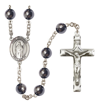 Silver-Plated 8mm Saint Seraphina  Engraved Catholic Rosaries