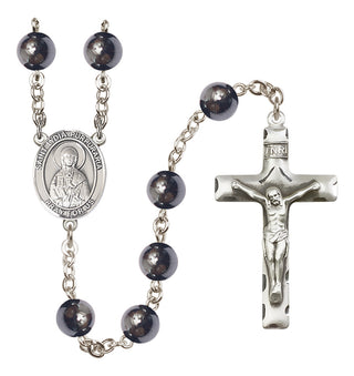 Silver-Plated 8mm Saint Lydia Purpuraria  Engraved Catholic Rosaries