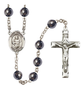 Silver Plated 8mm Hematite Saint Dismas Rosary