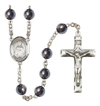 Silver-Plated 8mm Saint Winifred of Wales  Engraved Catholic Rosaries