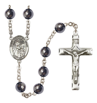 Silver Plated 8mm Hematite Saint Margaret Mary Alacoque Rosary