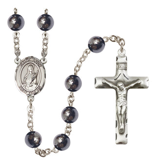 Silver-Plated 8mm Saint Lucy  Engraved Catholic Rosaries