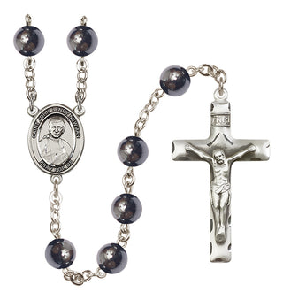 Silver Plated 8mm Hematite Blessed John Henry Newman Rosary