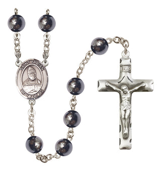 Silver-Plated 8mm Saint Fabian  Engraved Catholic Rosaries