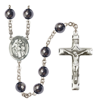 Silver-Plated 8mm Guardian Angel w/Children Rosary | Engravable