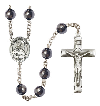 Silver Plated 8mm Hematite Guardian Angel Protector Rosary