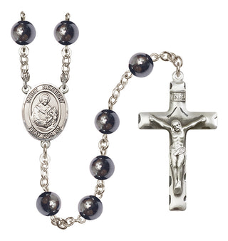 Silver-Plated 8mm Saint Norbert of Xanten  Engraved Catholic Rosaries