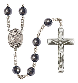 Silver-Plated 8mm Saint Ephrem  Engraved Catholic Rosaries