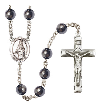 Silver-Plated 8mm Saint Emma Uffing  Engraved Catholic Rosaries