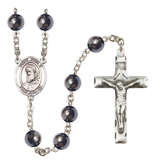 Silver-Plated 8mm Pope Pius V  Engraved Catholic Rosaries