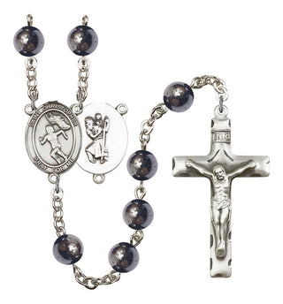Saint Christopher and Track&Field Rosary with Hematite Beads