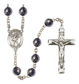 Silver-Plated 8mm Saint Christopher/Dance Rosary