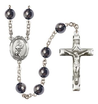 Silver-Plated 8mm Saint Sebastian/Softball Rosary