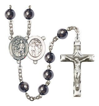 Saint Sebastian and Karate Rosary with Hematite Beads
