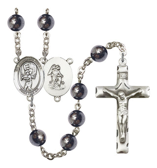 Guardian Angel and Baseball Rosary with Hematite Beads