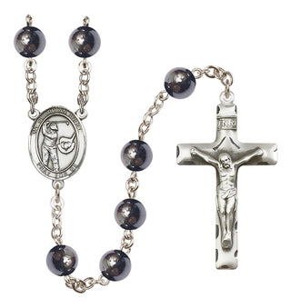 Silver-Plated 8mm Guardian Angel/Golf Rosary