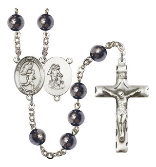 Guardian Angel and Men's Track & Field Rosary with Hematite Beads