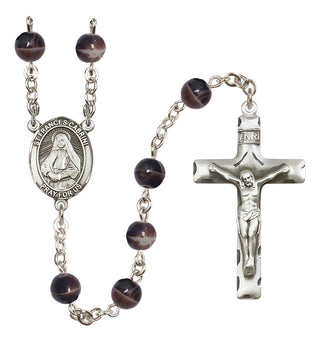 Silver-Plated 7mm Saint Frances Cabrini  Engraved Catholic Rosaries
