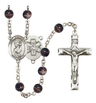 Silver-Plated 6mm Saint Christopher / EMT Rosary