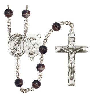 Silver-Plated 7mm Saint Christopher / Nat'l Guard Rosary