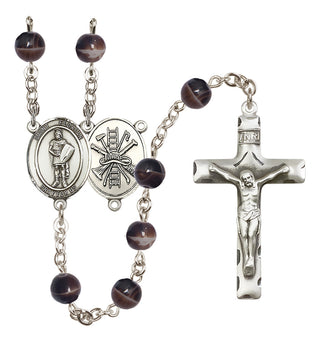 Silver-Plated 7mm Saint Florian/Firefighter Rosary