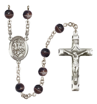 Silver-Plated 7mm Saint George  Engraved Catholic Rosaries